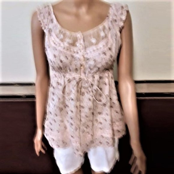 Passport Tops - Passport Dusty Pink Floral Sleeveless Top Size Medium NWT
